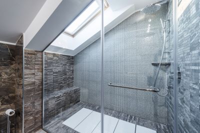 Elegant Shower with Frameless Glass Doors